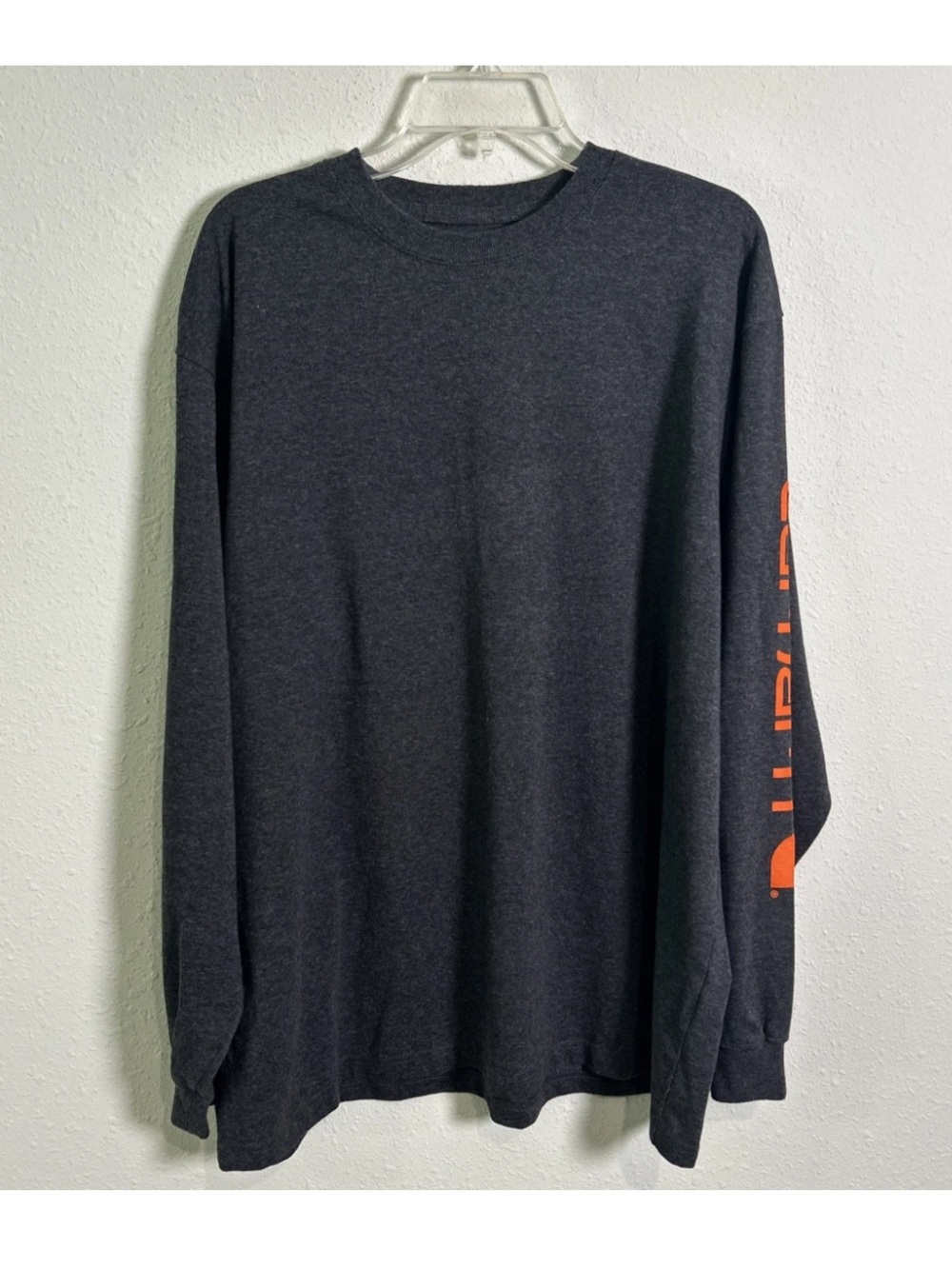 Carhartt Original Fit Long Sleeve Graphic Logo Sleeve Shirt Men’s XL Gray Orange
